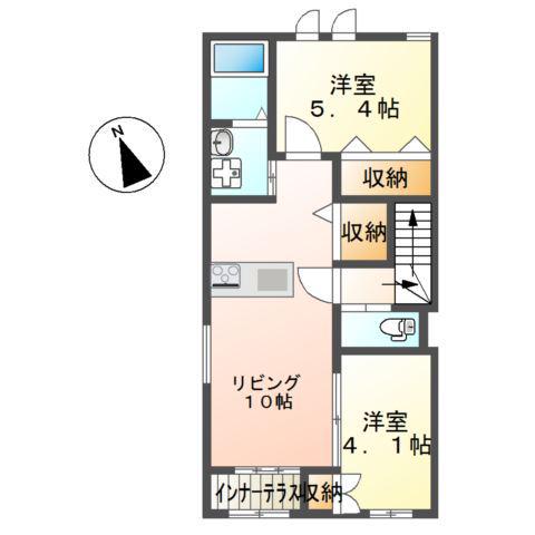 フォルディールⅡ(2LDK/2階)の間取り写真