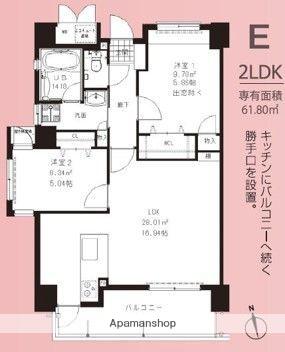 ニューガイアサンコーポフジシン(2LDK/7階)の間取り写真