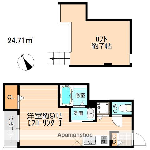 MUSE箱崎(ワンルーム/2階)の間取り写真