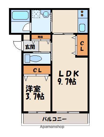 ロイヤルヒルズ アネックス(1LDK/1階)の間取り写真