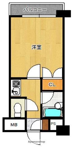 キャンパスシティ箱崎(1K/2階)の間取り写真