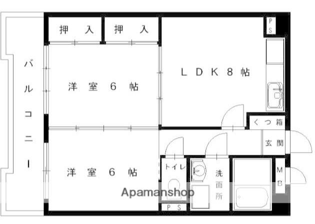 エスト千早(2LDK/4階)の間取り写真