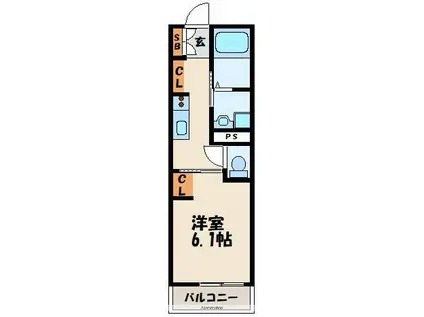 ミオーナ香住ヶ丘Ⅱ(1K/2階)の間取り写真