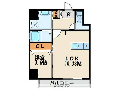 ウインステージ箱崎Ⅱ(1LDK/6階)の間取り写真