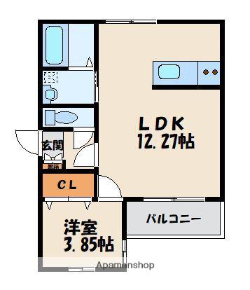 アールユー香住ヶ丘(1LDK/3階)の間取り写真