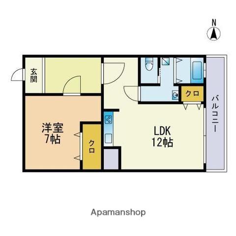 フレッシュマンション香椎(1LDK/5階)の間取り写真