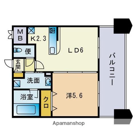 ベイサージュ箱崎(1LDK/5階)の間取り写真