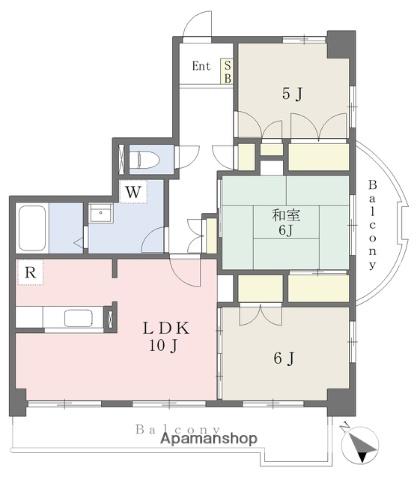 スリーエフアパートメント蓮華坂(3LDK/4階)の間取り写真