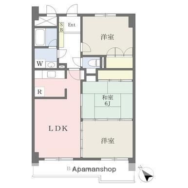 スリーエフアパートメント蓮華坂(3LDK/4階)の間取り写真