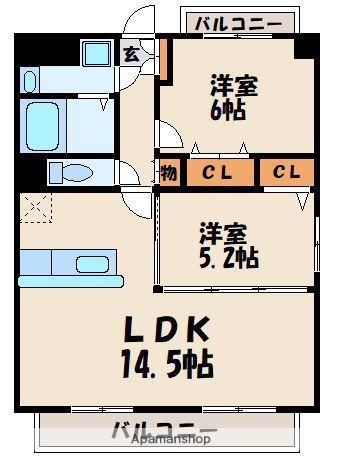 ピークマンションⅡ(2LDK/1階)の間取り写真