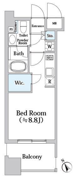 パークアクシス福岡県庁前(ワンルーム/12階)の間取り写真