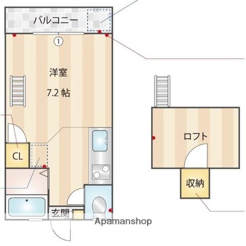 リバービュー原田(ワンルーム/2階)の間取り写真