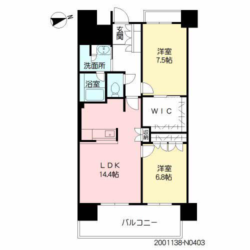 プライムメゾン照葉 N棟(2LDK/4階)の間取り写真