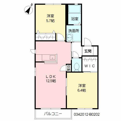 ベニコー B棟(2LDK/2階)の間取り写真