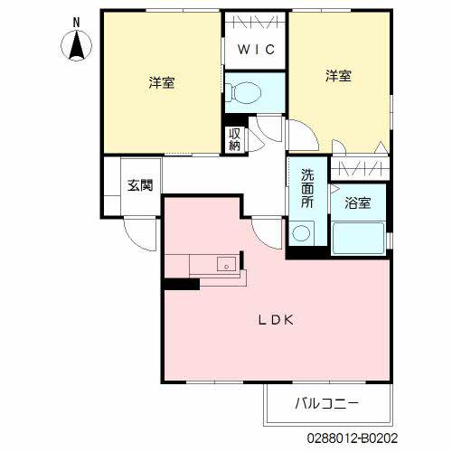 メゾンエクサランB棟(2LDK/2階)の間取り写真