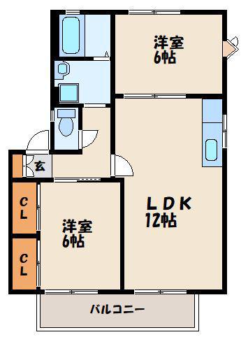 リビングウィン (2LDK/2階)の間取り写真