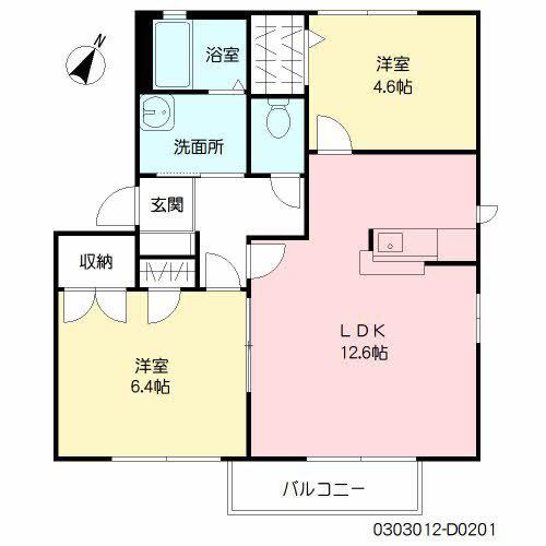 ファンテージ21 D棟(2LDK/2階)の間取り写真