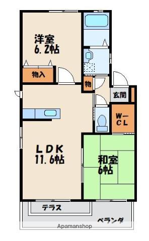シャルムK(2LDK/2階)の間取り写真