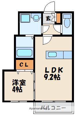ラフォーレ名残ⅠA(1LDK/1階)の間取り写真