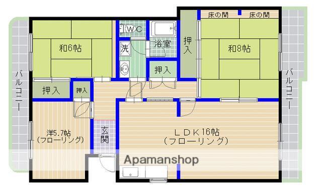 香椎フラワーハイツ 27号棟(3LDK/4階)の間取り写真