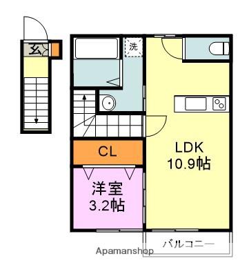 カローレ岡垣Ⅰ(1LDK/2階)の間取り写真