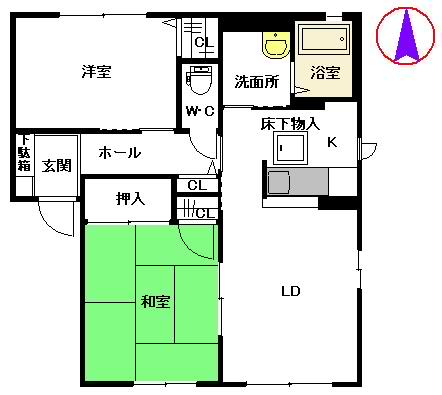 メゾン・グレース E棟(2LDK/1階)の間取り写真