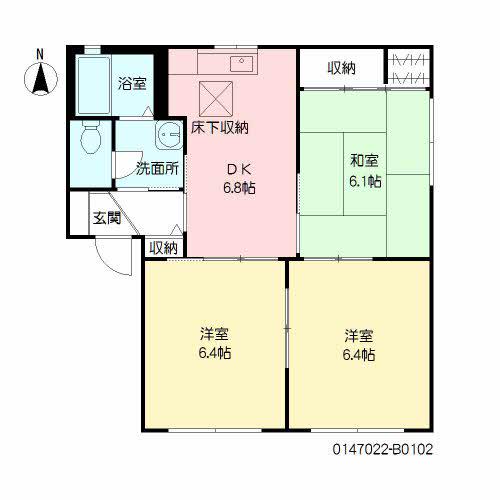 ル・ソレイユ B棟(3DK/1階)の間取り写真