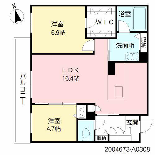 シャーメゾン ソレアード(2LDK/3階)の間取り写真
