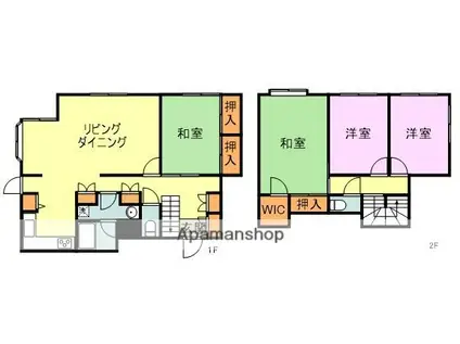 香椎線 舞松原駅 徒歩14分 2階建 築30年(4LDK)の間取り写真