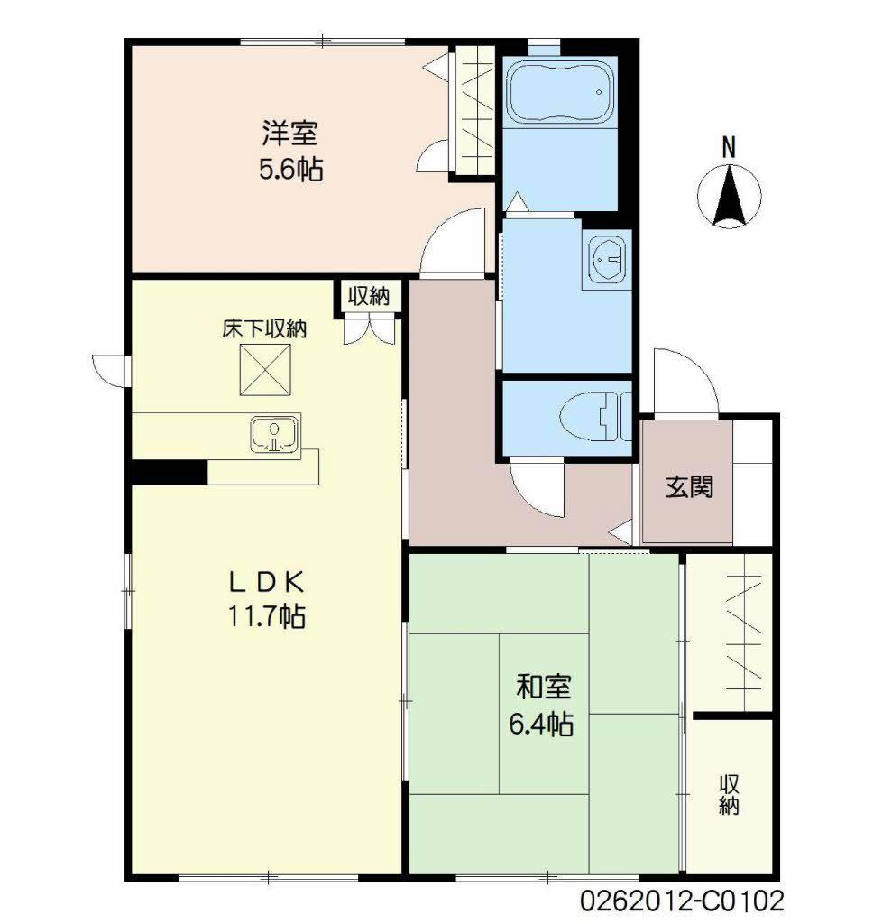 ロイヤルパレス本城 C棟(2LDK/1階)の間取り写真