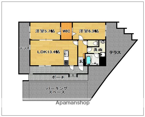 VENT VERT(2LDK/1階)の間取り写真