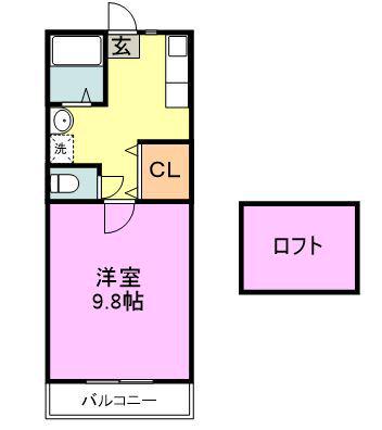 ジェニファー5(1K/1階)の間取り写真
