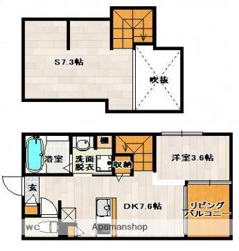 LAGUNA GARDEN FUKUOKA イースト(1SDK/1階)の間取り写真