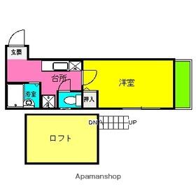 福岡市箱崎線 箱崎宮前駅 徒歩3分 2階建 築20年(1K/2階)の間取り写真