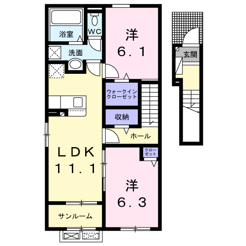 LUXOR G Ⅰ(2LDK/2階)の間取り写真