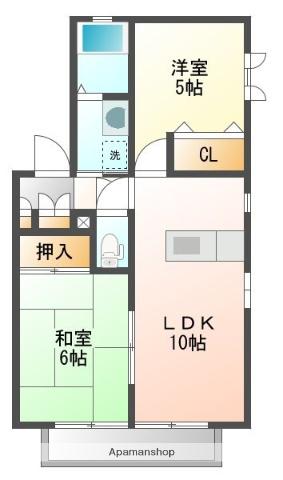 シャトレ若宮(2LDK/2階)の間取り写真