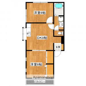 スカイハイツ内橋ⅠC棟(2DK/2階)の間取り写真