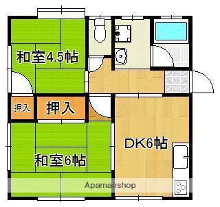 コーポドリーム(2DK/2階)の間取り写真