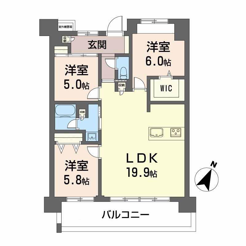 LASANTE 照葉オーシャンテラス(3LDK/3階)の間取り写真
