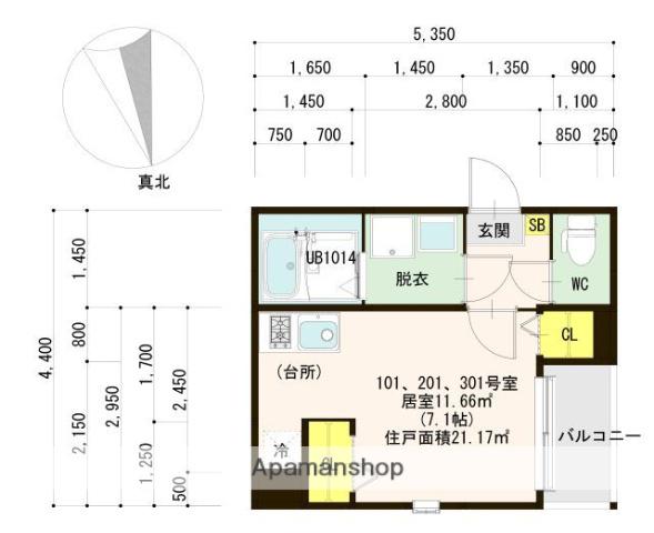 ハーモニーテラスミキョウ(1K/3階)の間取り写真