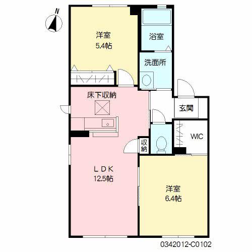 ベニコー C棟(2LDK/1階)の間取り写真