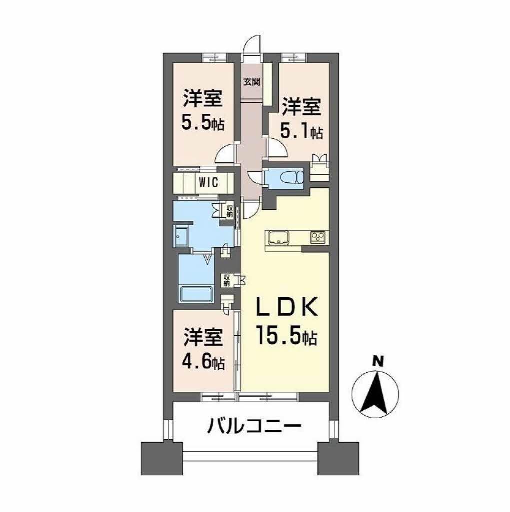 NUDGEONE.照葉(3LDK/15階)の間取り写真