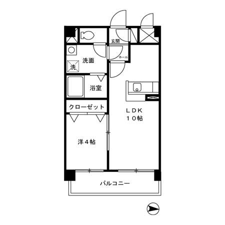 スカイシャトレ原町(1LDK/4階)の間取り写真