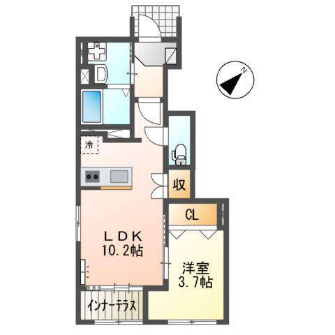 HYヒルズ(1LDK/1階)の間取り写真