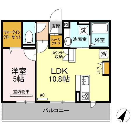 カレントⅡ(1LDK/2階)の間取り写真