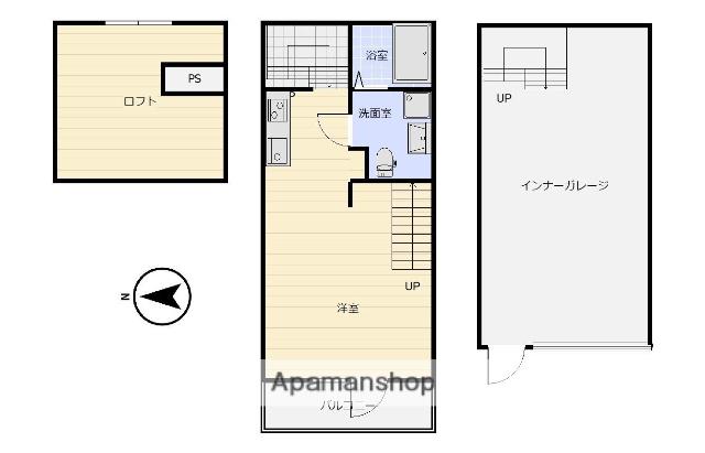 ガレージハウス青葉(ワンルーム/1階)の間取り写真