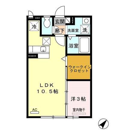 ステラコート壱番館A棟(1LDK/1階)の間取り写真