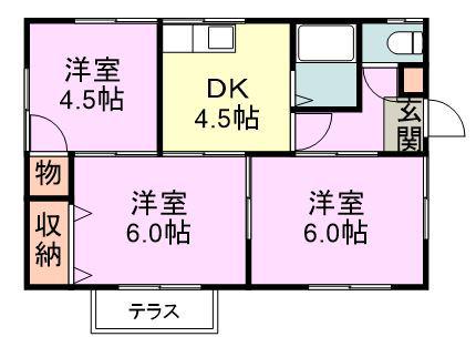 香椎線 伊賀駅 徒歩7分 1階建 築49年(3DK)の間取り写真