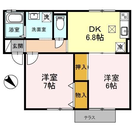 セジュールさなえ(1LDK/1階)の間取り写真