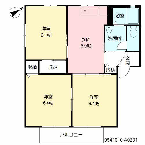 シャーメゾン新宮A棟(3DK/2階)の間取り写真
